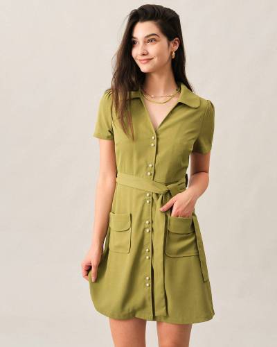 The Double Pocket Belted Mini Dress