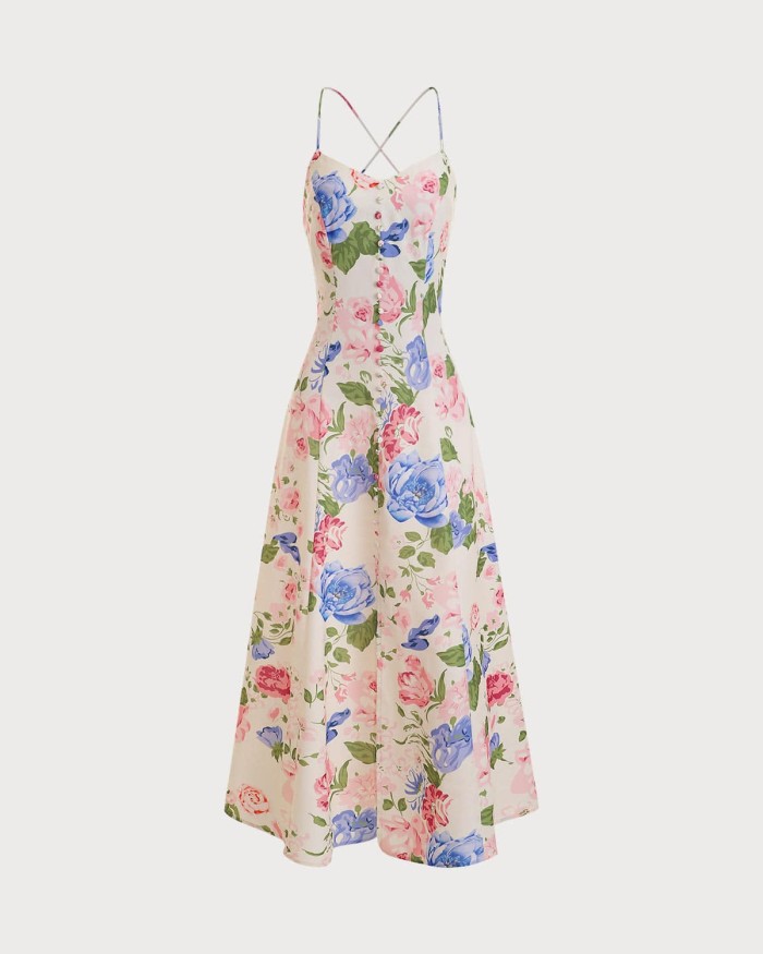 The Floral Backless Tie Maxi Dress