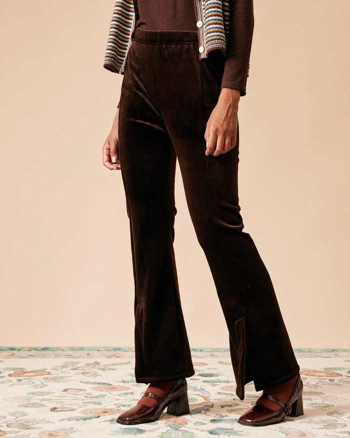 The Brown Slit Corduroy Flare Pants