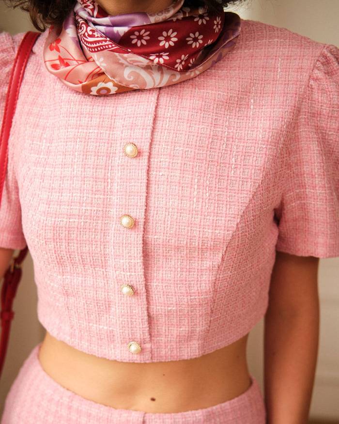 The Pearl Button Plaid Skirt Set
