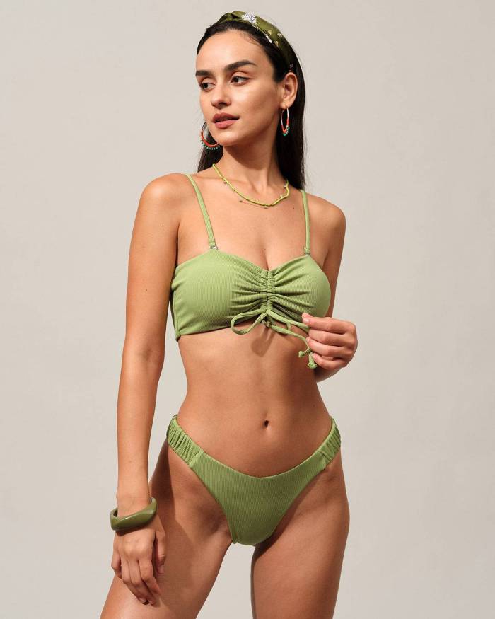 Ribbed Drawstring Bikini Set