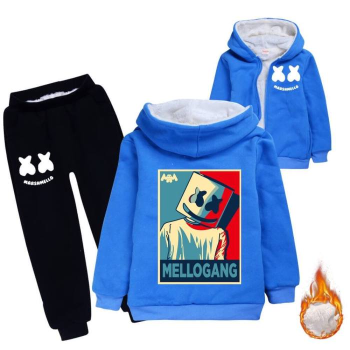 Dj Marshmello Mellogang Girls Boys Fleece Lined Hoodie Sweatpants Suit