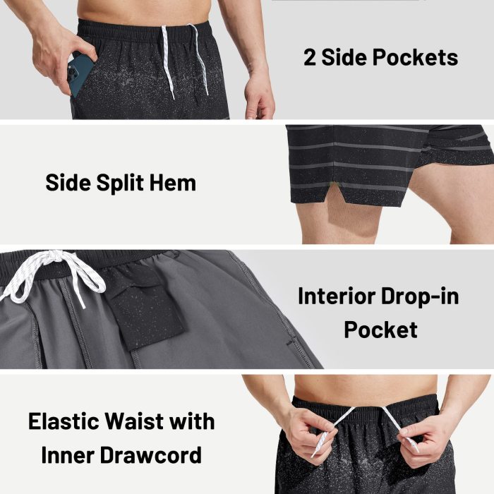 Men Workout Running Shorts 5 Inches Shorts With Pockets