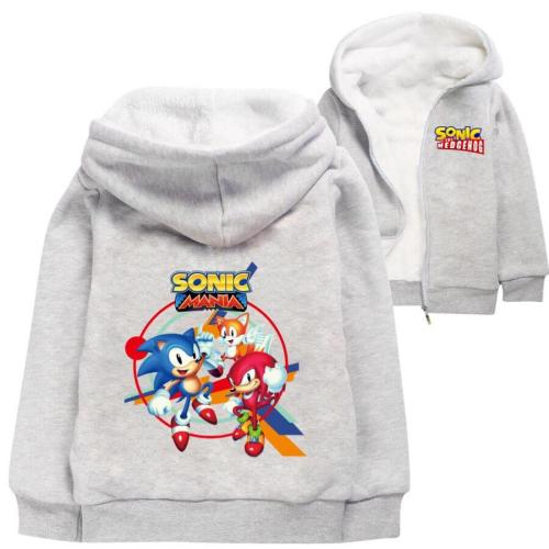 Sonic The Hedgehog Mania Print Zip Up Fleece Lined Cotton Hoodie