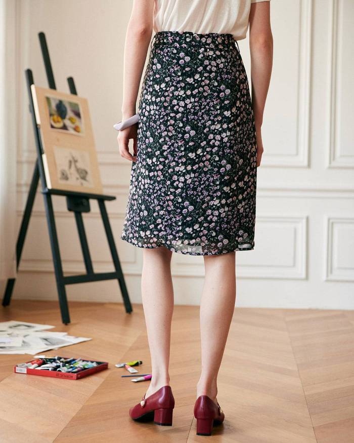 The High Waisted Floral Retro A-Line Skirt