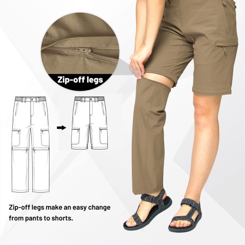 Women Convertible Hiking Pants Lightweight Stretch Cargo Pants