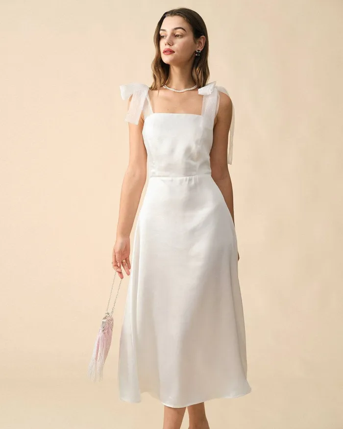 The Solid Color Tie Strap Maxi Dress