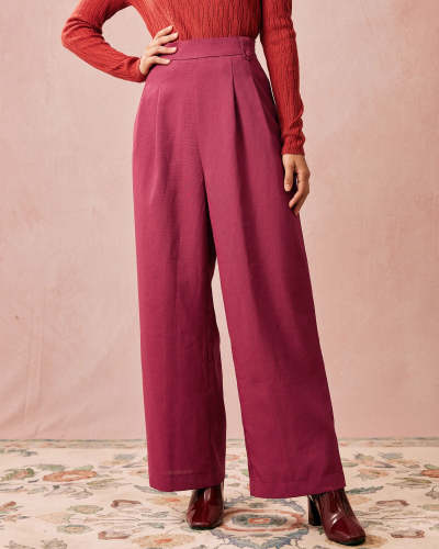 The Red High Waisted Straight Leg Pants