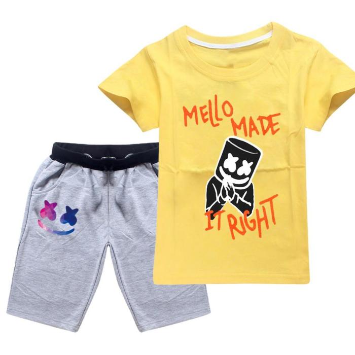 Mello Made It Right Dj Marshmello Boys Girls T Shirt And Grey Shorts