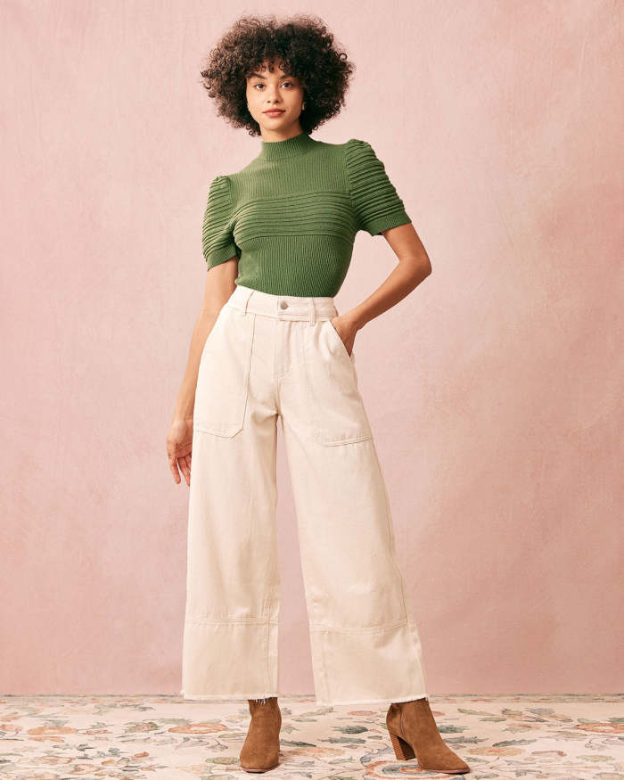 The White High Waisted Wide Leg Jeans