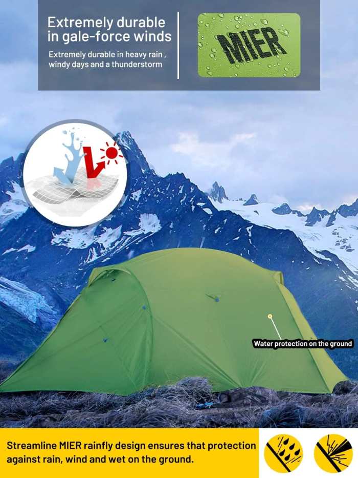 Ultralight 4 Person Backpacking Tent 4 Season Camping Tents