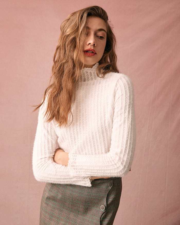 The Mock Neck Textured Knit Top