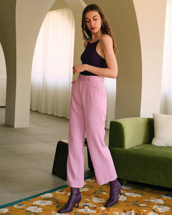 The Solid High Waisted Straight Leg Pants
