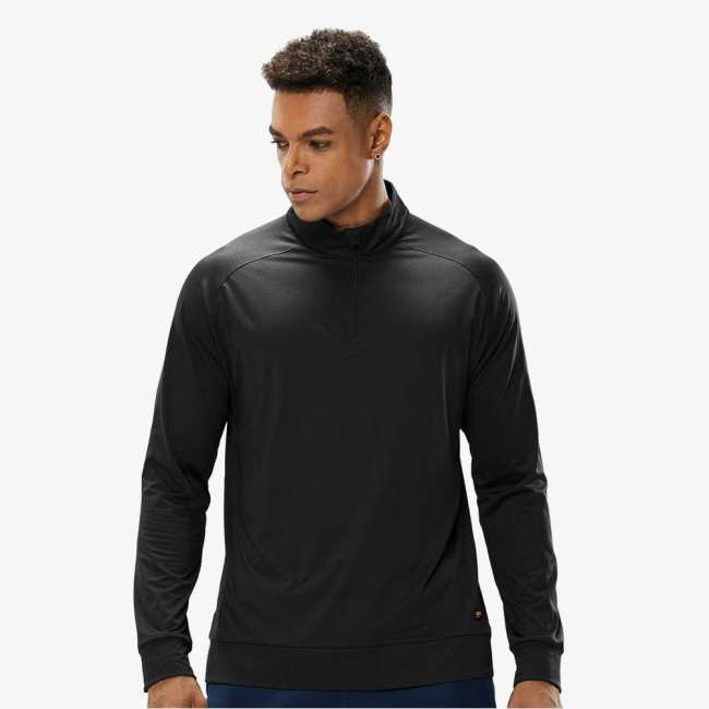 Men Quarter Zip Long Sleeve Pullover Shirts Brushed Back Fleece