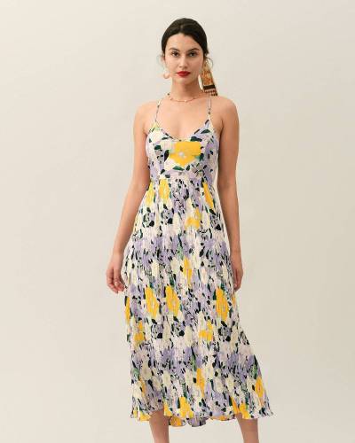 The Floral Backless Tie Strap Maxi Dress