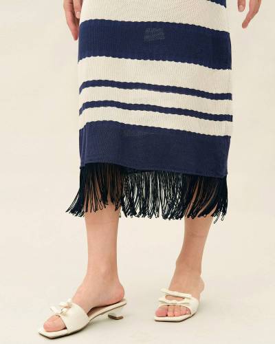 The Stripe Tassel Midi Dress