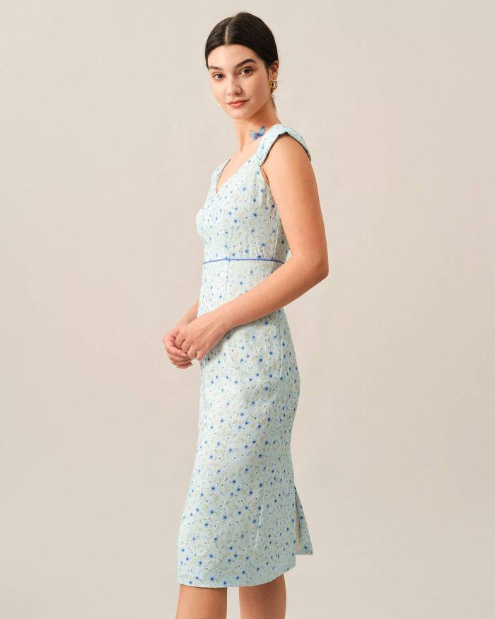 The Floral Jacquard Midi Dress