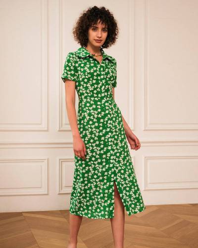 The Lapel Floral Midi Dress