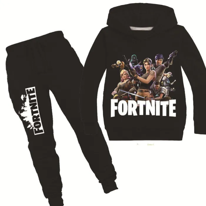Girls Boys Print Multicolor Cotton Hoodie N Sweatpants Suit