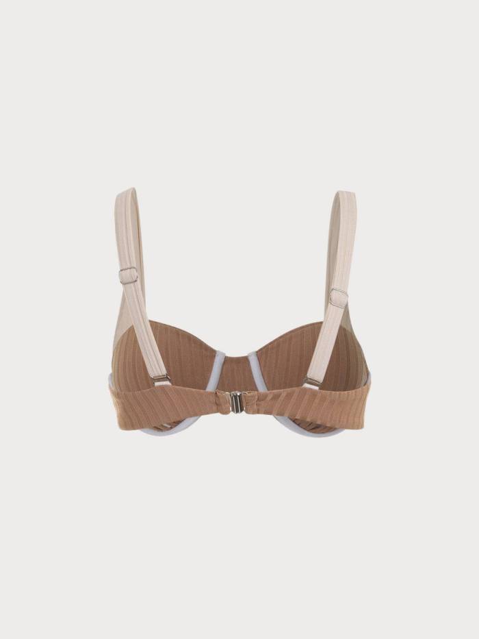 The Ribbed Color Block Bikini Top