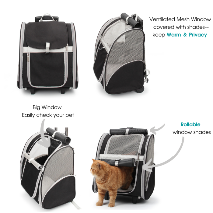 Pet Geometric Roller-Carrier Backpack Trolley