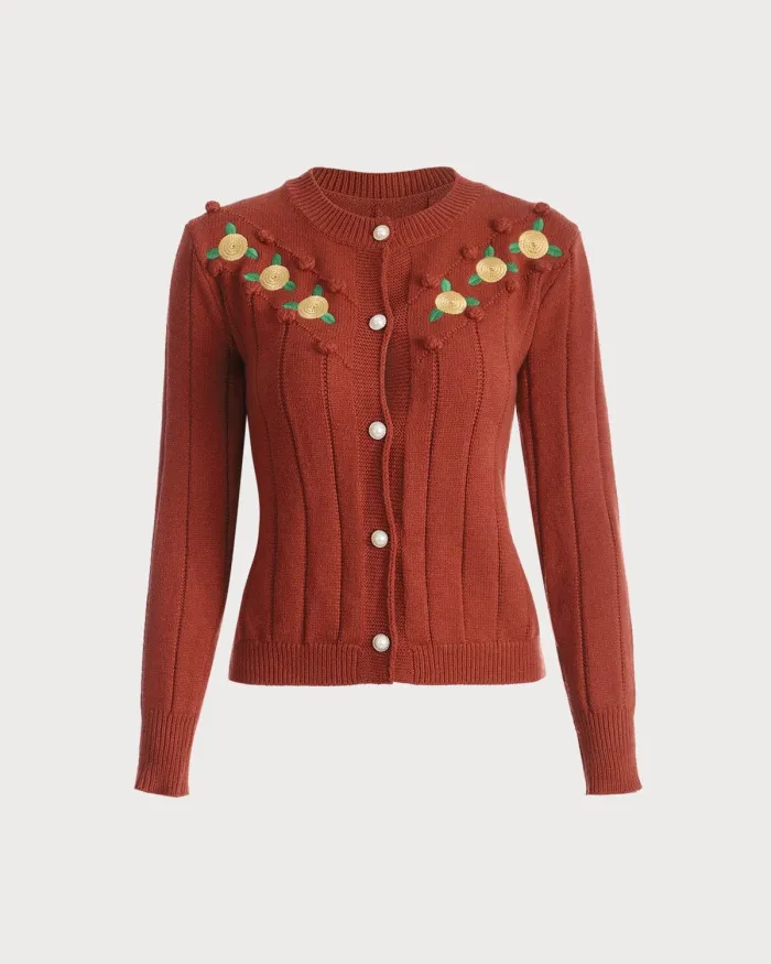 The Floral Embroidered Wool Cardigan