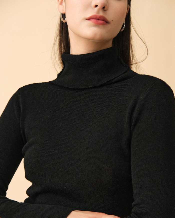 The Solid Turtleneck Ribbed Sweater