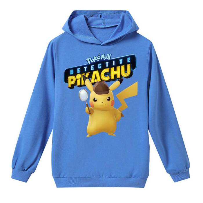 Pokemon Detective Pikachu Print Girls Boys Cotton Hoodie N Sweatpants