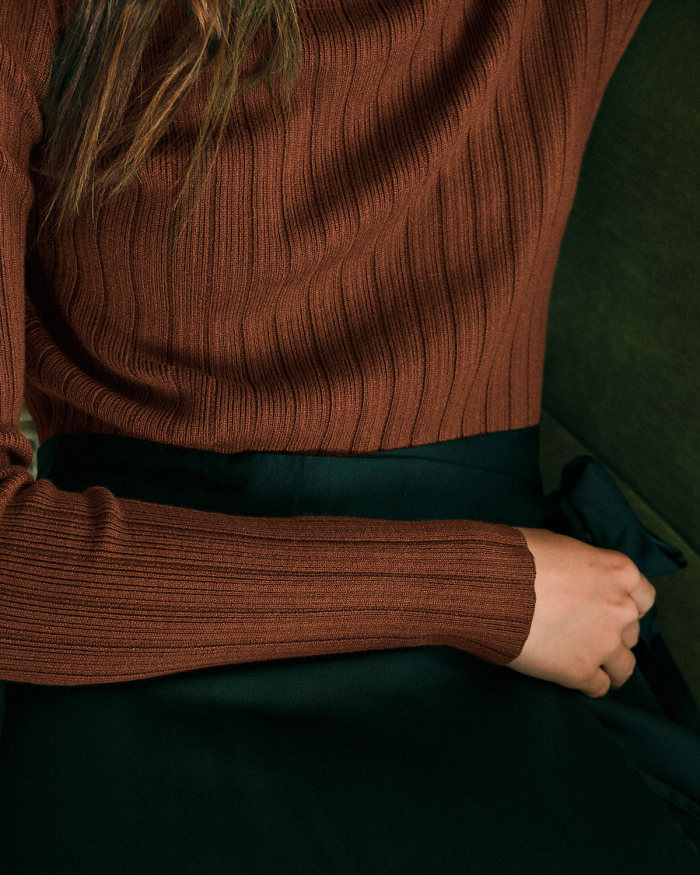 The Round Neck Ribbed Knit Sweater