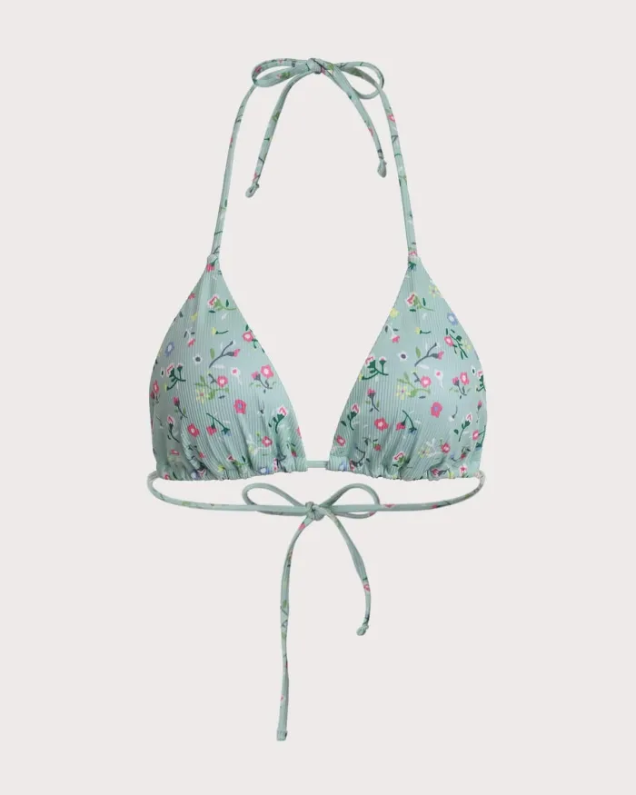 The Floral Backless Halter Bikini Top