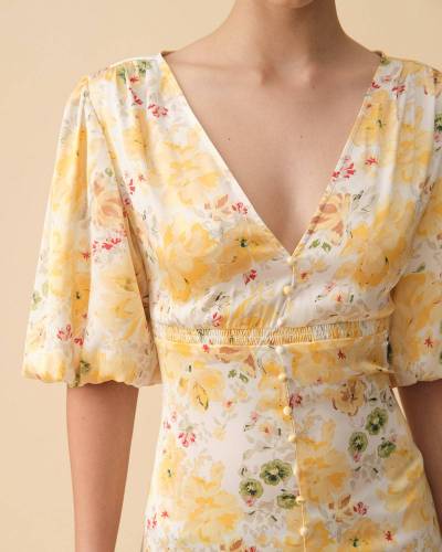 The Button Split Floral Maxi Dress