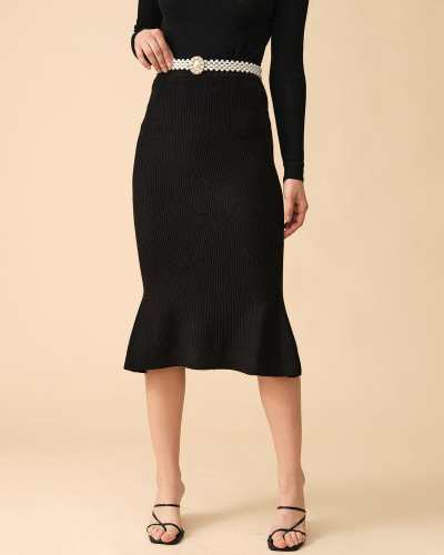 The Ribbed Fishtail-Hem Skirt