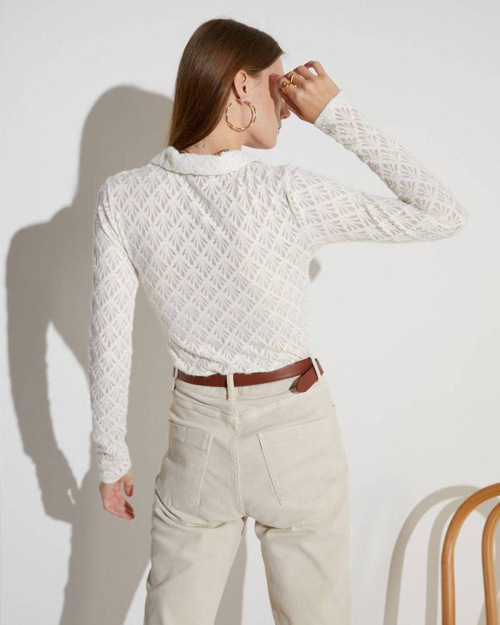 The Collared Cutout Ribbed Blouse