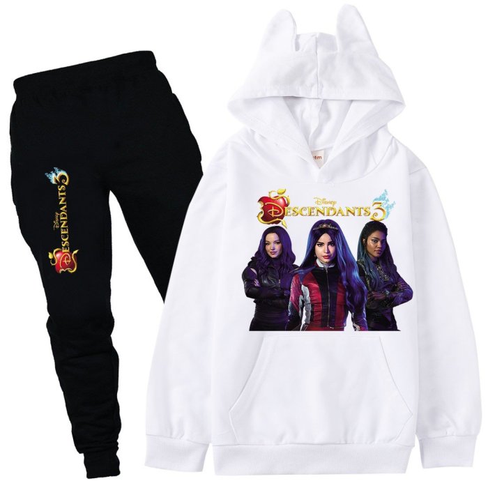 Descendants3 Print Girls Boys Cotton Hoodie Sweatpants Set Sport Suit