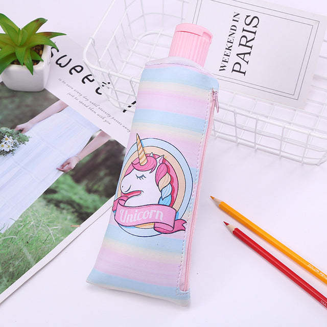 Cute Toothpaste Shape Pencil Bag With Pencil Sharpener