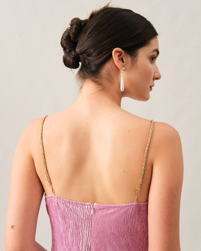 The Velvet Textured Chain Strap Midi Dress