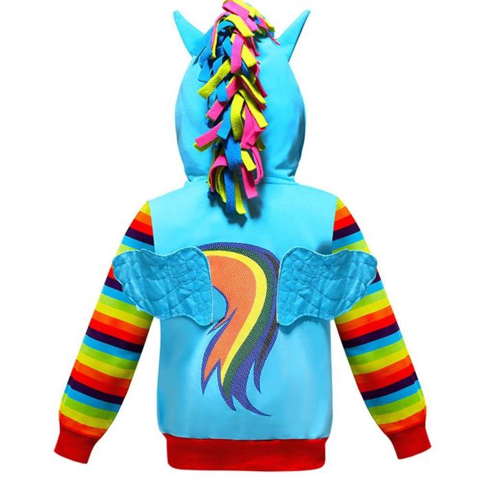 My Little Pony Girls Full Zip Up Hoodie With Ears Mane And Wings