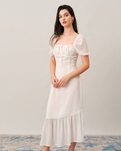 The Square Neck Ruffle Maxi Dress