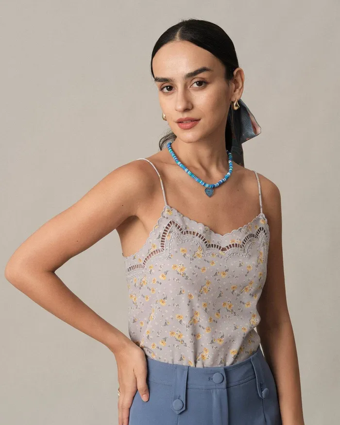The Floral Lace Cutout Cami Top