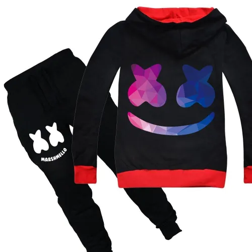 Dj Marshmello Boys Pure Cotton Hoodie And Sweatpants Suit Outfit Set