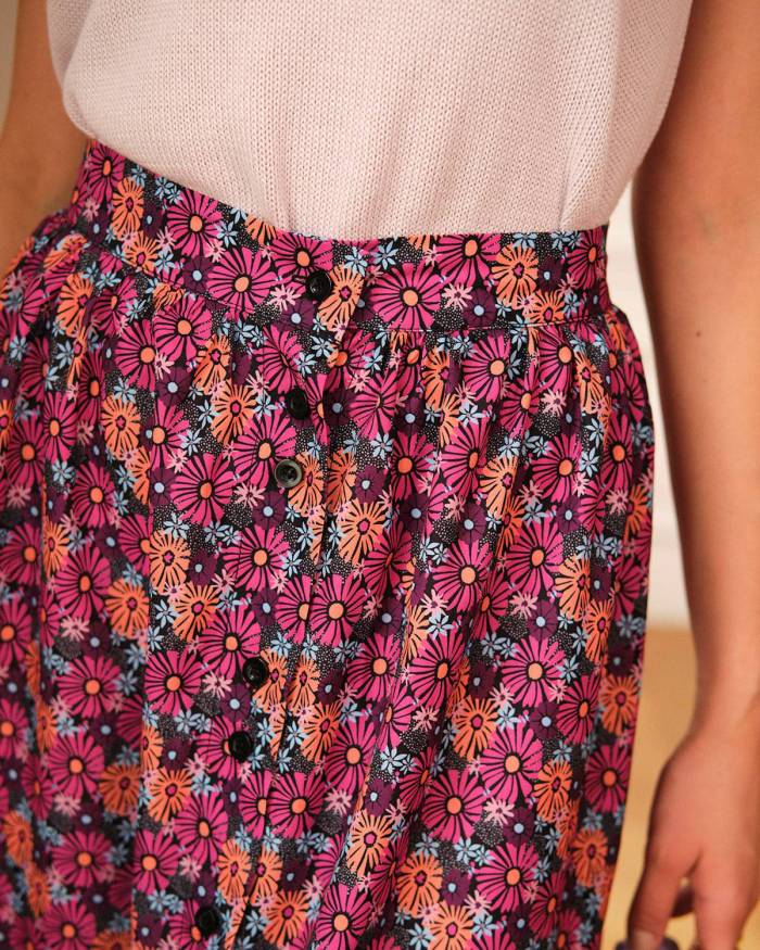 The High Waisted Elastic Floral Skirt