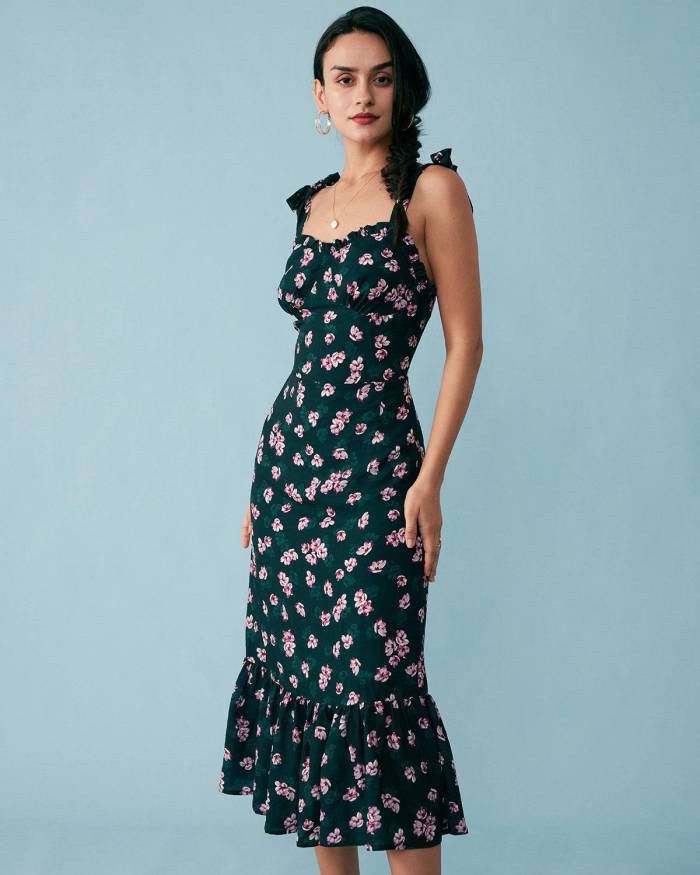 The Floral Print Ruffle Cami Dress
