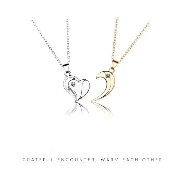 Glossy Love Couple Necklace A Pair Of Magnetite Necklaces