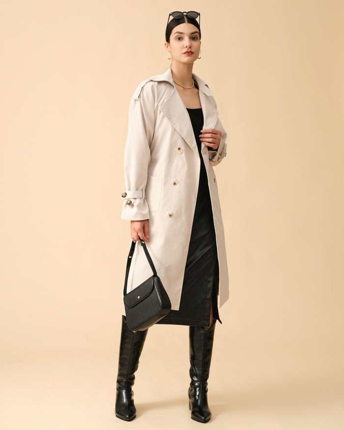 The Lapel Double-Breasted Belted Trench Coat
