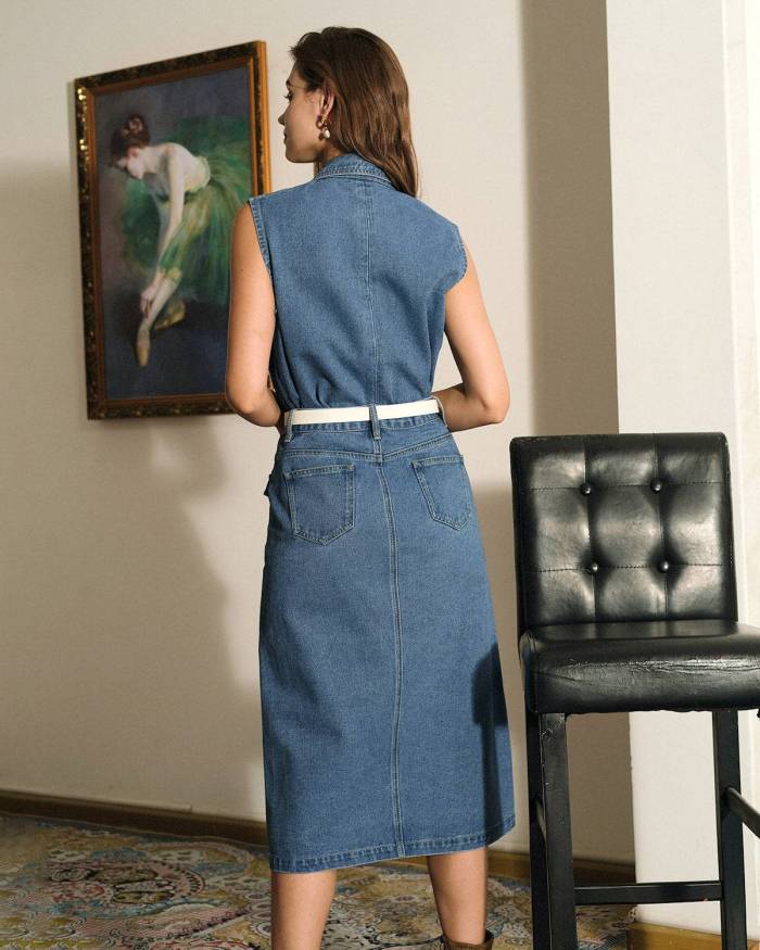 The Sleeveless Vintage Denim Vest