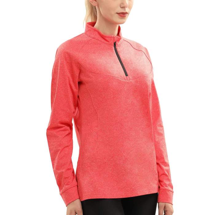 Women Quarter Zip Pullover Fleece Lined Workout Running Shirts