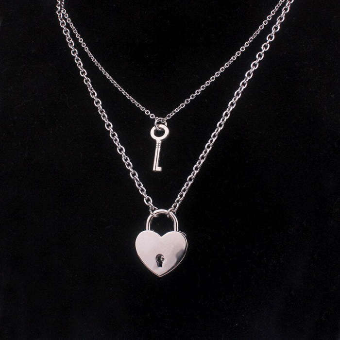Padlock Key Necklace Rock Heart Lock With Key Necklaces