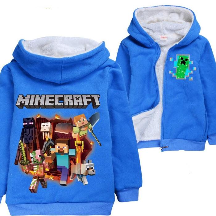 Minecraft Windows 10 Edition Game Boys Zip Up Fleece Hoodie Jacket