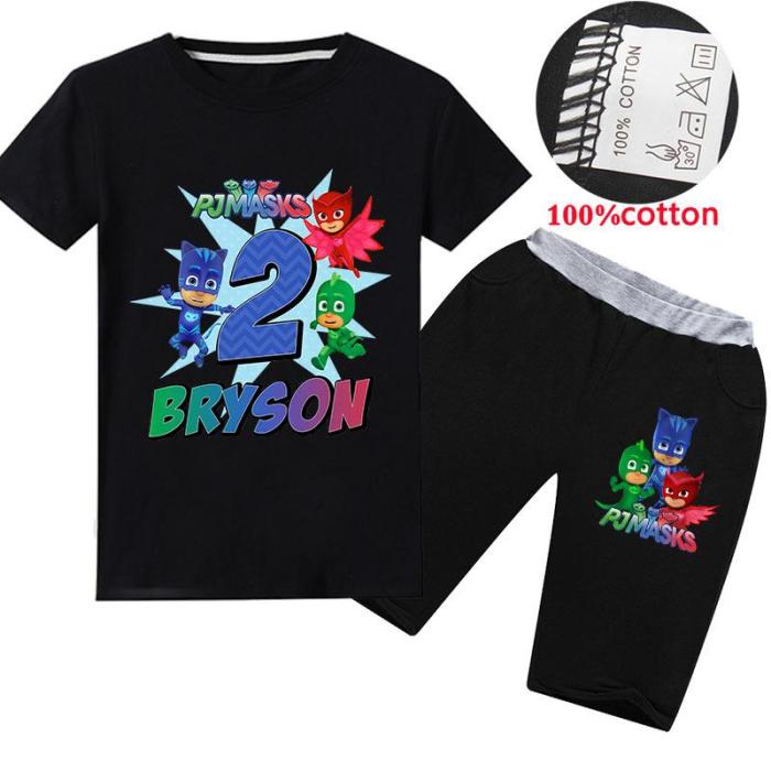 Pj M 2 Bryson Gekko Owlette Catboy Print Boys Girls T Shirt And Shorts