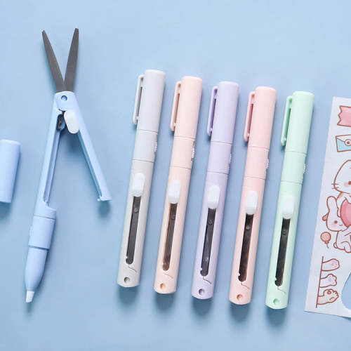 Ceramic Portable Size Folding Scissor Pen For Paper Work Diary School